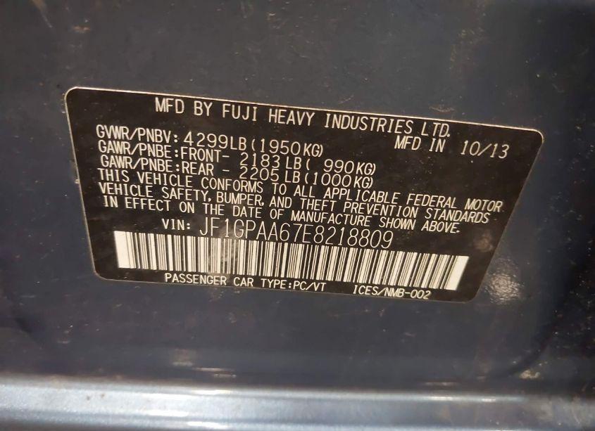 Photo 9 of 2014 Subaru Impreza 2.0I (VIN JF1GPAA67E8218809)