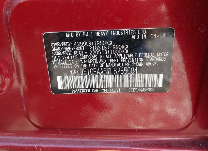 Photo 9 of 2014 Subaru Impreza 2.0I (VIN JF1GPAA67E8285684)