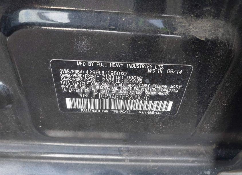 Photo 9 of 2015 Subaru Impreza 2.0I (VIN JF1GPAA67F8200070)
