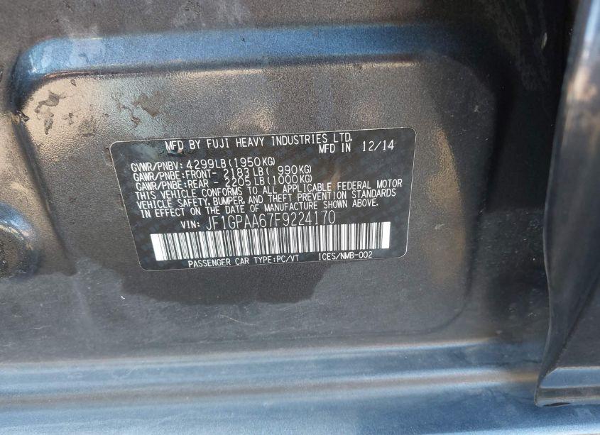 Photo 9 of 2015 Subaru Impreza 2.0I (VIN JF1GPAA67F9224170)