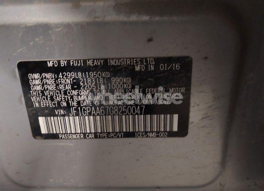 Photo 9 of 2016 Subaru Impreza 2.0I (VIN JF1GPAA67G8250047)