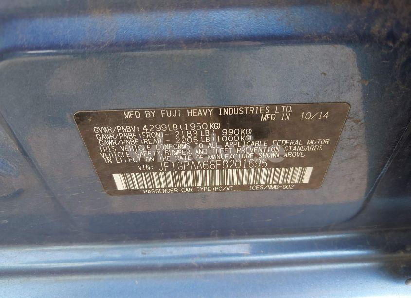 Photo 9 of 2015 Subaru Impreza 2.0I (VIN JF1GPAA68F8201695)