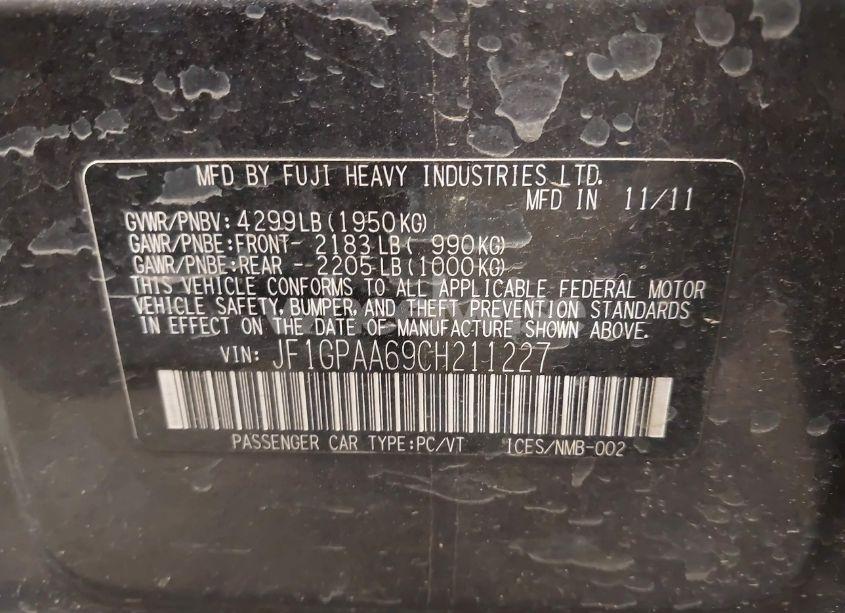 Photo 9 of 2012 Subaru Impreza 2.0I (VIN JF1GPAA69CH211227)