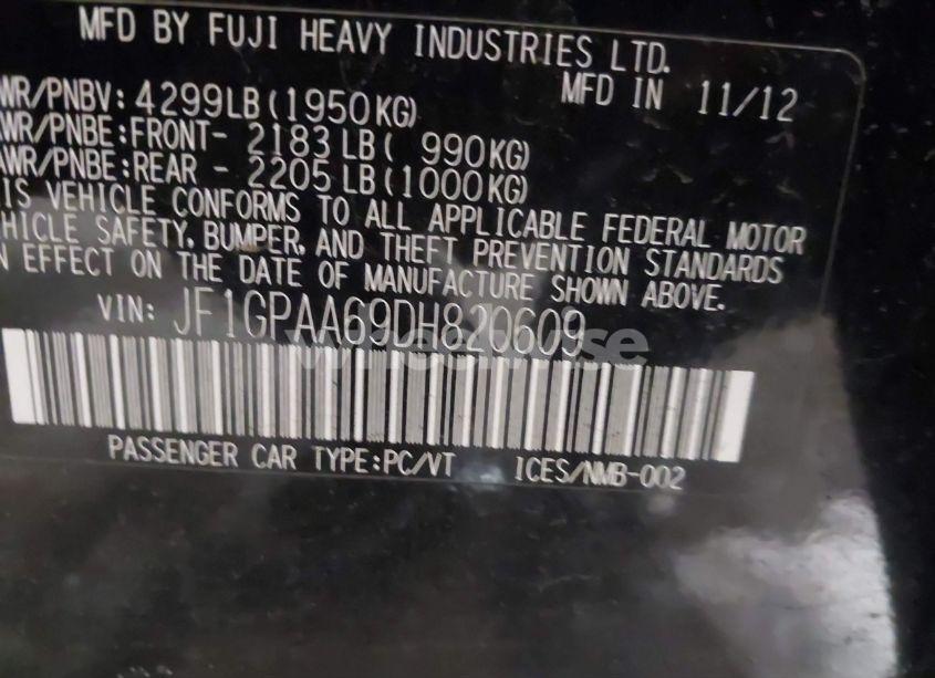 Photo 9 of 2013 Subaru Impreza 2.0I (VIN JF1GPAA69DH820609)