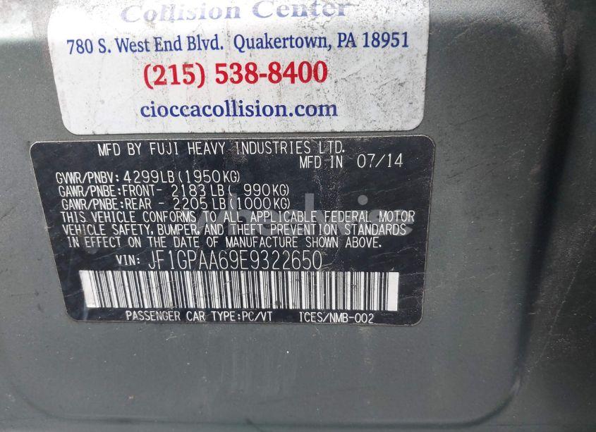 Photo 9 of 2014 Subaru Impreza 2.0I (VIN JF1GPAA69E9322650)