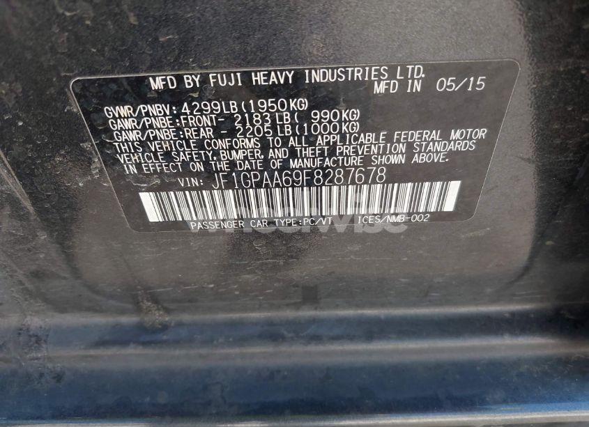 Photo 9 of 2015 Subaru Impreza 2.0I (VIN JF1GPAA69F8287678)