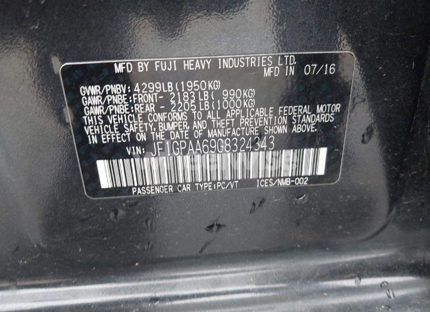 Photo 9 of 2016 Subaru Impreza 2.0I (VIN JF1GPAA69G8324343)