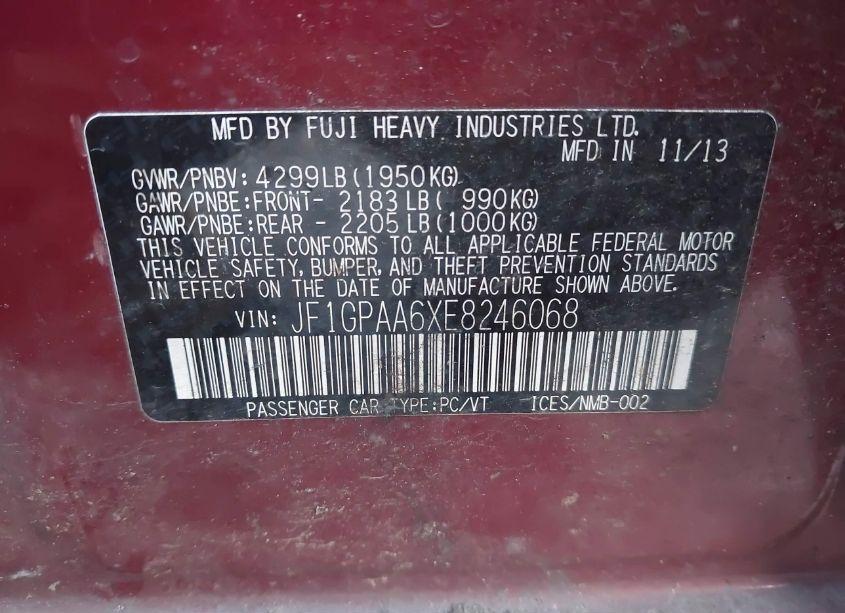 Photo 9 of 2014 Subaru Impreza 2.0I (VIN JF1GPAA6XE8246068)