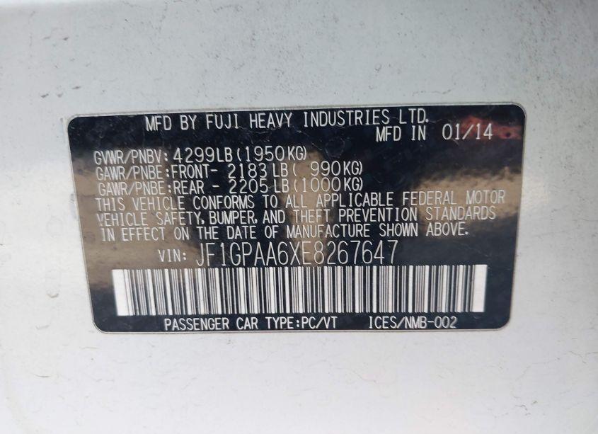 Photo 9 of 2014 Subaru Impreza 2.0I (VIN JF1GPAA6XE8267647)