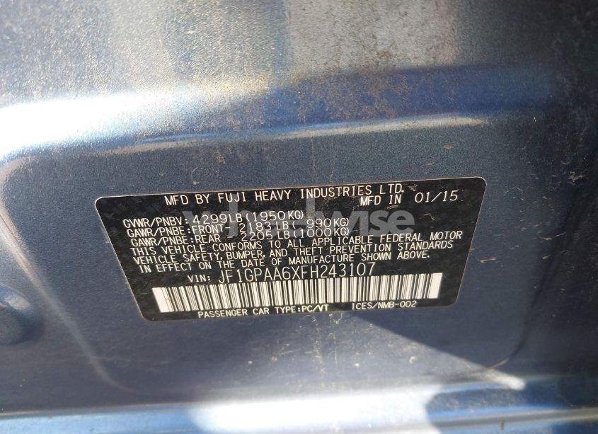 Photo 9 of 2015 Subaru Impreza 2.0I (VIN JF1GPAA6XFH243107)