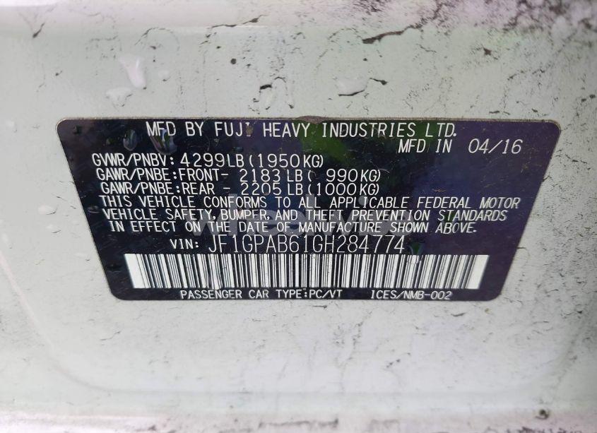 Photo 9 of 2016 Subaru Impreza 2.0I PREMIUM (VIN JF1GPAB61GH284774)