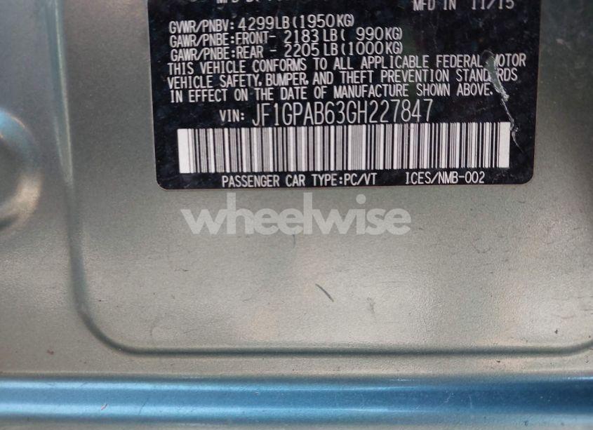 Photo 9 of 2016 Subaru Impreza 2.0I PREMIUM (VIN JF1GPAB63GH227847)