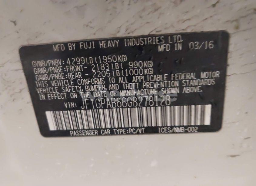 Photo 9 of 2016 Subaru Impreza 2.0I PREMIUM (VIN JF1GPAB66G8278128)