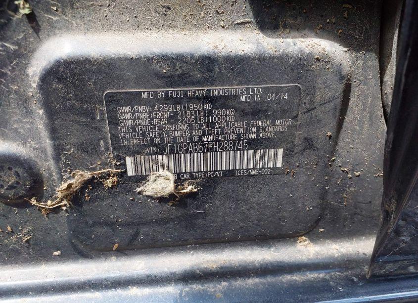 Photo 9 of 2014 Subaru Impreza 2.0I PREMIUM (VIN JF1GPAB67EH288745)