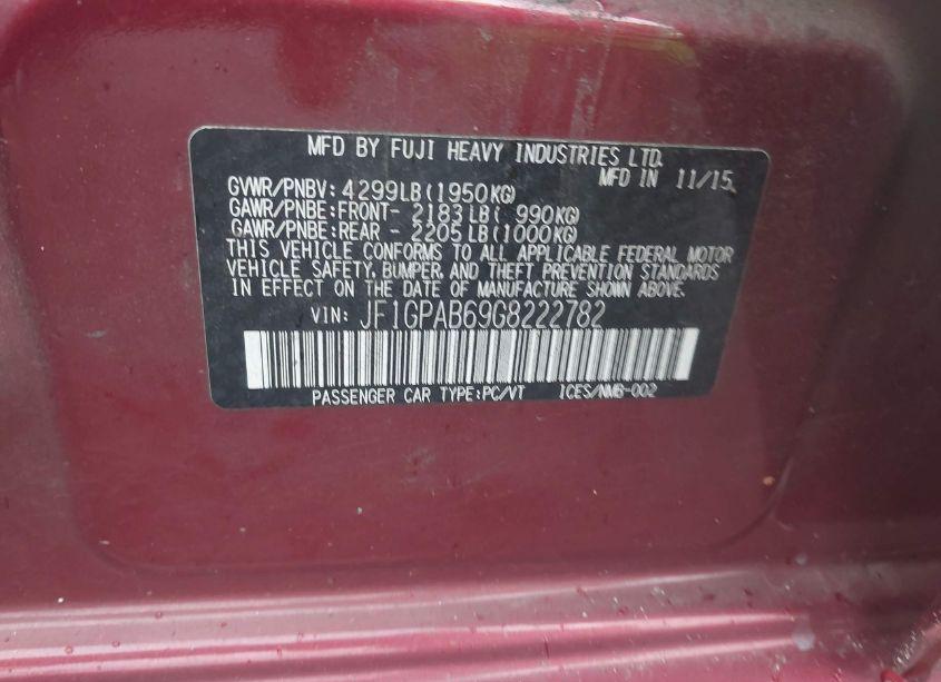 Photo 9 of 2016 Subaru Impreza 2.0I PREMIUM (VIN JF1GPAB69G8222782)