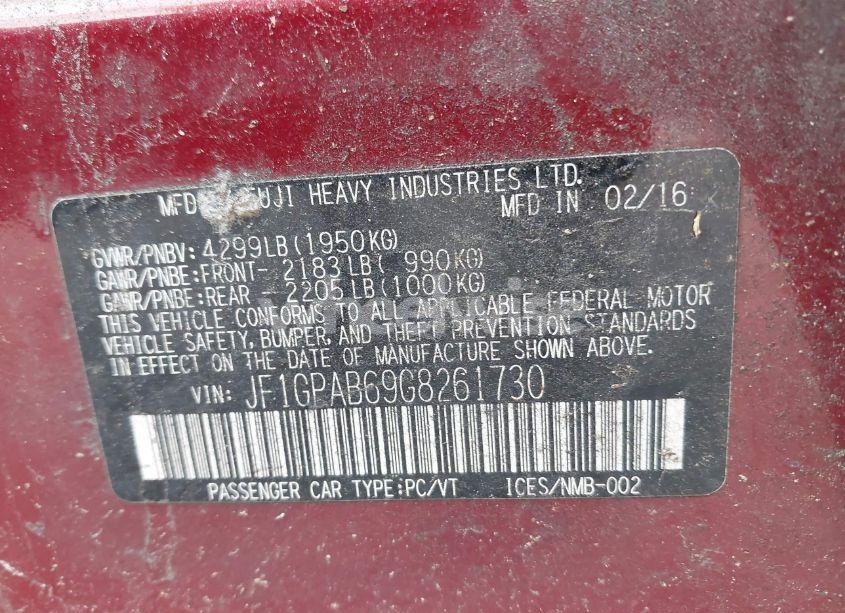 Photo 9 of 2016 Subaru Impreza 2.0I PREMIUM (VIN JF1GPAB69G8261730)