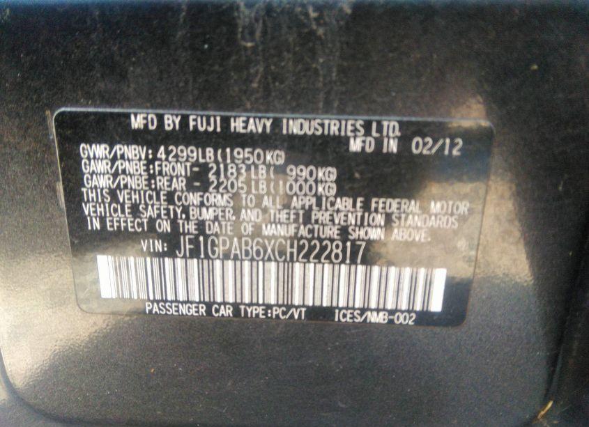 Photo 9 of 2012 Subaru Impreza 2.0I PREMIUM (VIN JF1GPAB6XCH222817)