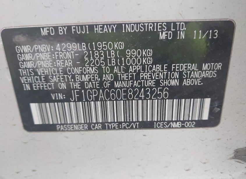 Photo 9 of 2014 Subaru Impreza 2.0I PREMIUM (VIN JF1GPAC60E8243256)