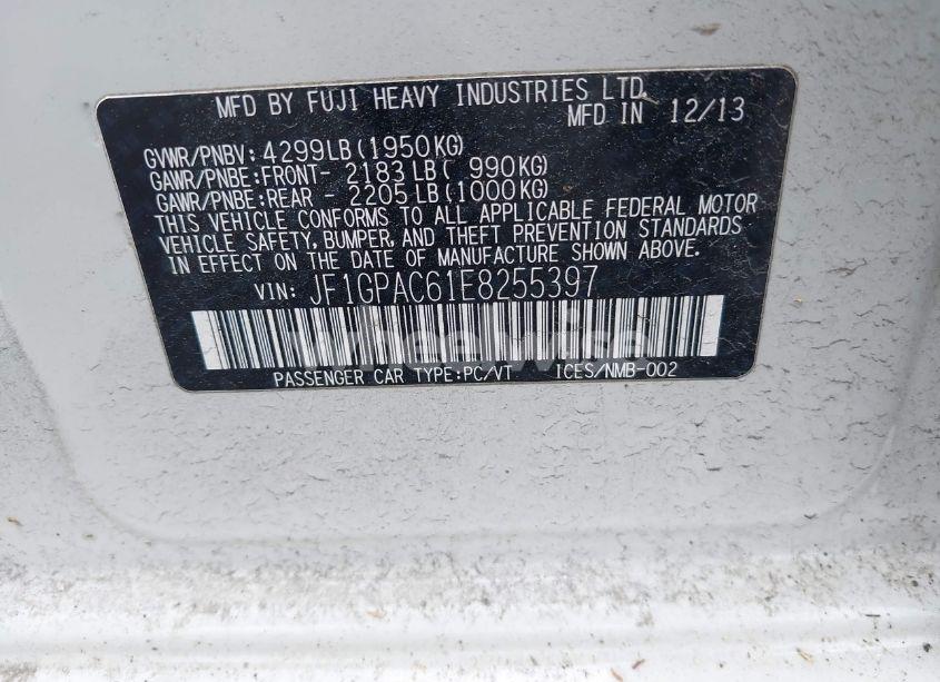 Photo 9 of 2014 Subaru Impreza 2.0I PREMIUM (VIN JF1GPAC61E8255397)