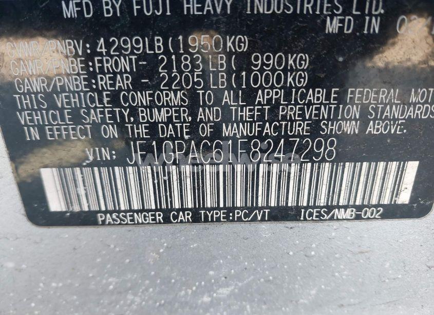 Photo 9 of 2015 Subaru Impreza 2.0I PREMIUM (VIN JF1GPAC61F8247298)