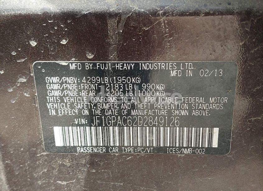 Photo 9 of 2013 Subaru Impreza 2.0I PREMIUM (VIN JF1GPAC62D2849126)