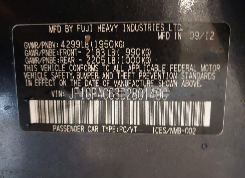 Photo 9 of 2013 Subaru Impreza 2.0I PREMIUM (VIN JF1GPAC63D2801490)