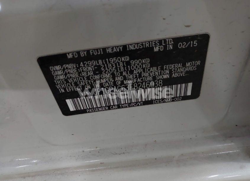 Photo 9 of 2015 Subaru Impreza 2.0I PREMIUM (VIN JF1GPAC63F8246038)