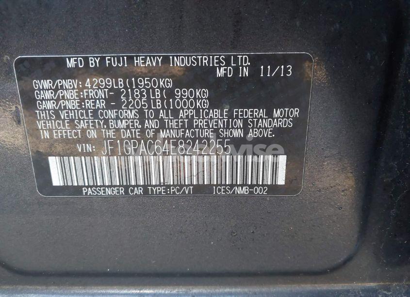 Photo 9 of 2014 Subaru Impreza 2.0I PREMIUM (VIN JF1GPAC64E8242255)