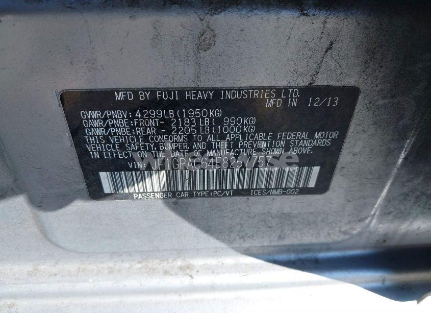 Photo 9 of 2014 Subaru Impreza 2.0I PREMIUM (VIN JF1GPAC64E8257757)