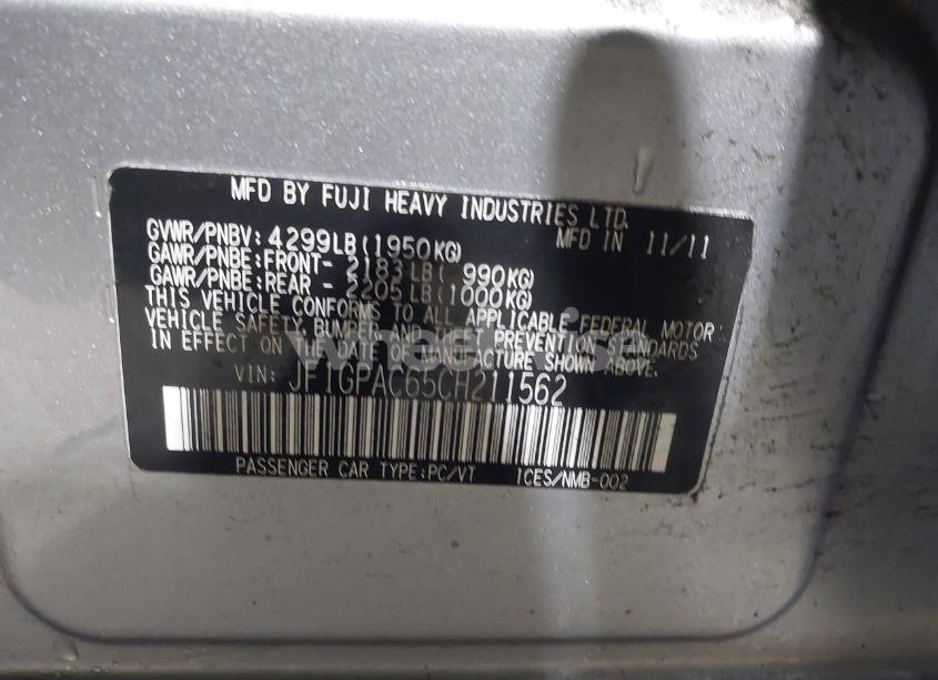 Photo 9 of 2012 Subaru Impreza 2.0I PREMIUM (VIN JF1GPAC65CH211562)