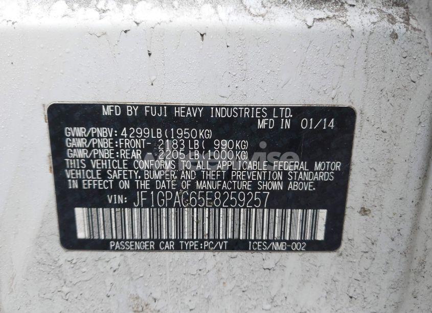 Photo 9 of 2014 Subaru Impreza 2.0I PREMIUM (VIN JF1GPAC65E8259257)