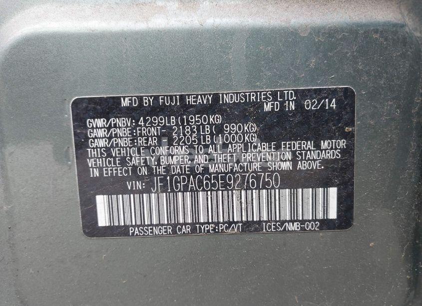 Photo 9 of 2014 Subaru Impreza 2.0I PREMIUM (VIN JF1GPAC65E9276750)