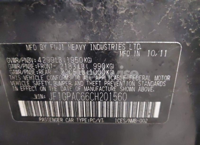 Photo 9 of 2012 Subaru Impreza 2.0I PREMIUM (VIN JF1GPAC66CH201560)