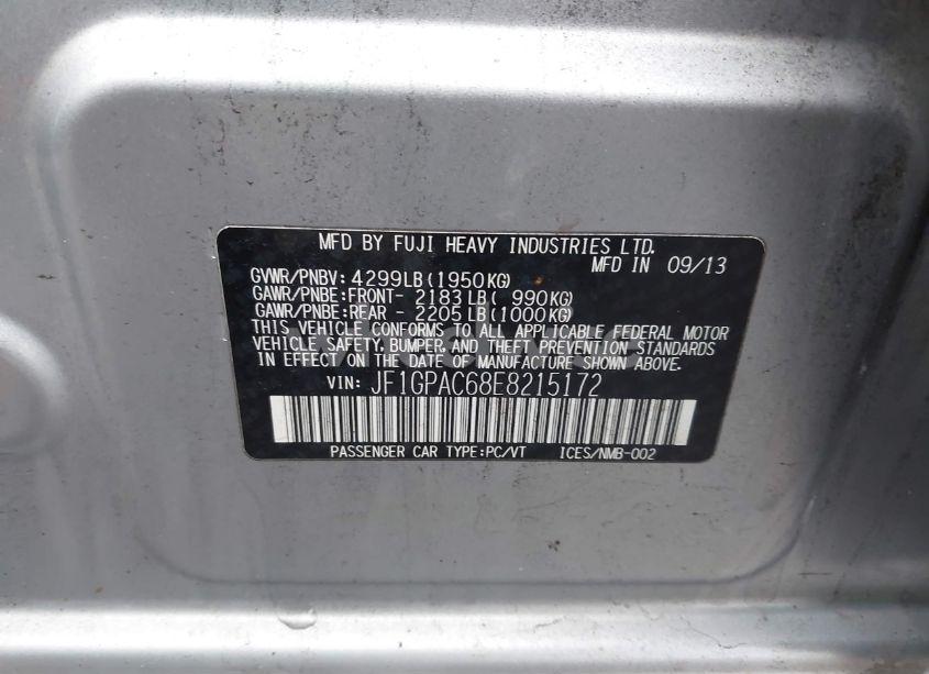 Photo 9 of 2014 Subaru Impreza 2.0I PREMIUM (VIN JF1GPAC68E8215172)