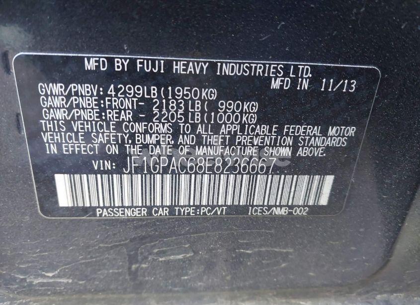 Photo 9 of 2014 Subaru Impreza 2.0I PREMIUM (VIN JF1GPAC68E8236667)