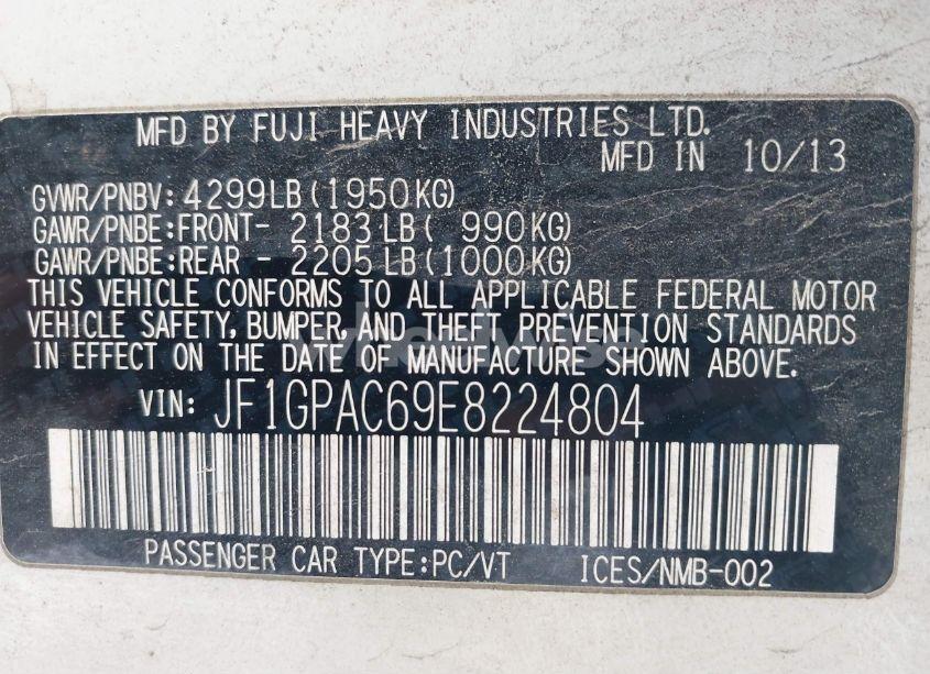 Photo 9 of 2014 Subaru Impreza 2.0I PREMIUM (VIN JF1GPAC69E8224804)