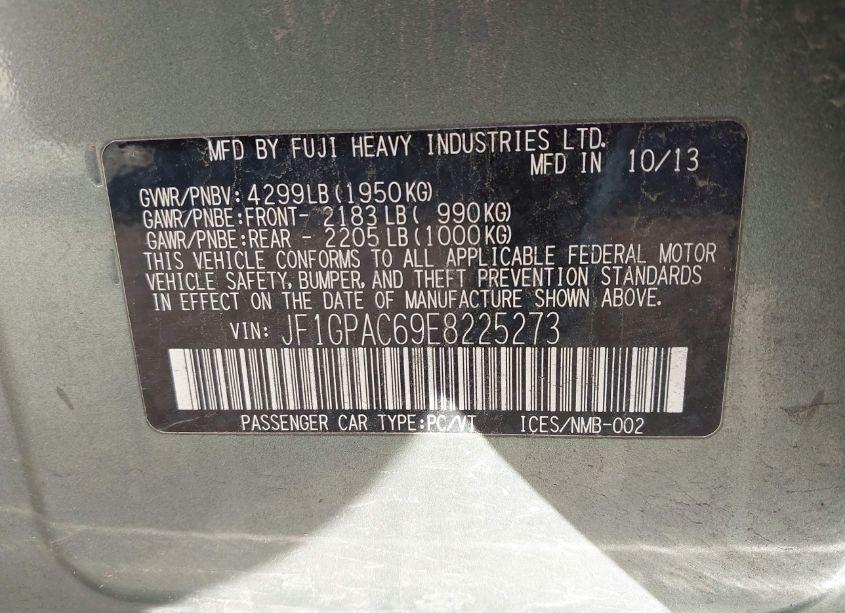 Photo 9 of 2014 Subaru Impreza 2.0I PREMIUM (VIN JF1GPAC69E8225273)