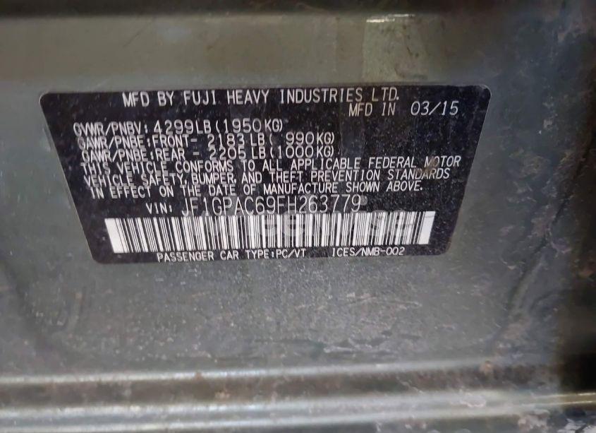 Photo 9 of 2015 Subaru Impreza 2.0I PREMIUM (VIN JF1GPAC69FH263779)