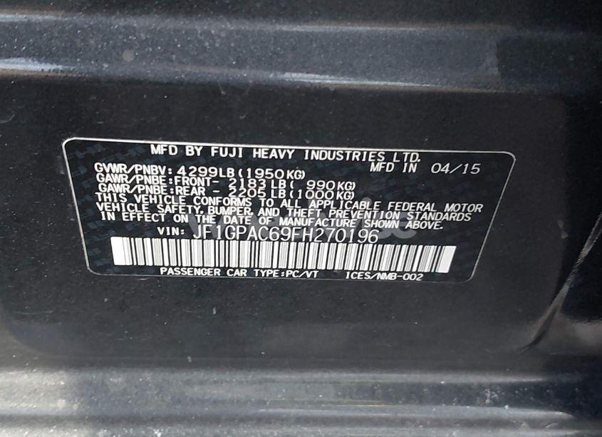 Photo 9 of 2015 Subaru Impreza 2.0I PREMIUM (VIN JF1GPAC69FH270196)