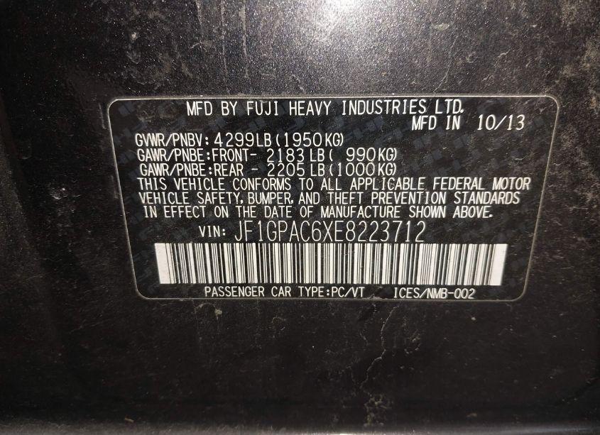 Photo 9 of 2014 Subaru Impreza 2.0I PREMIUM (VIN JF1GPAC6XE8223712)