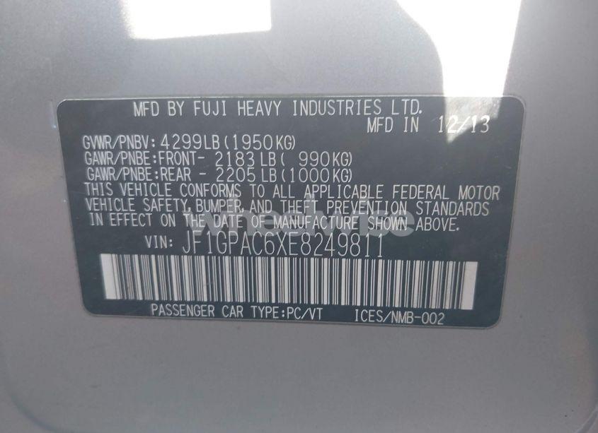 Photo 9 of 2014 Subaru Impreza 2.0I PREMIUM (VIN JF1GPAC6XE8249811)