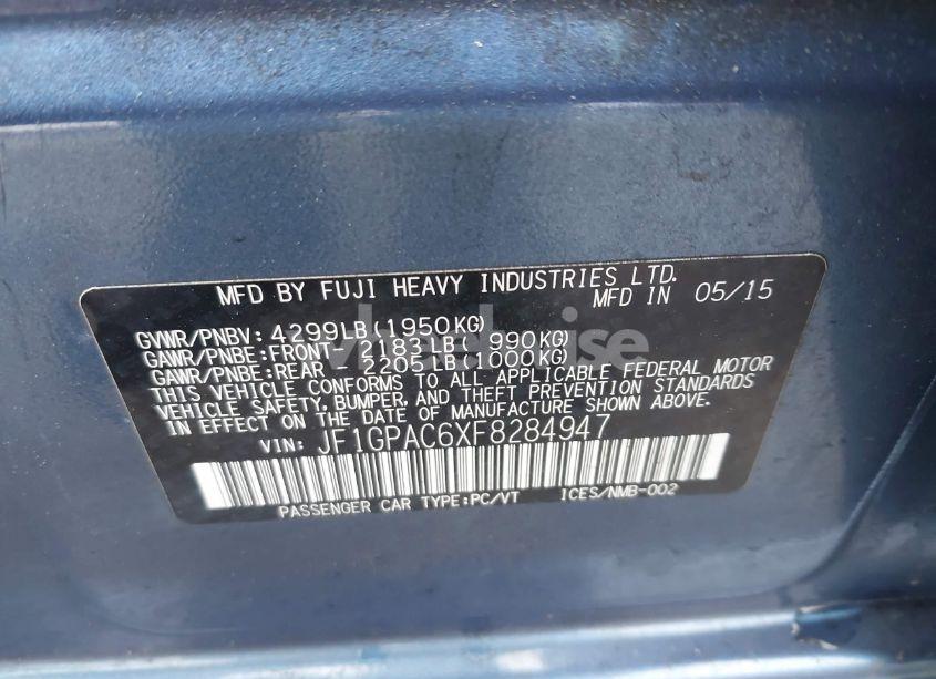 Photo 9 of 2015 Subaru Impreza 2.0I PREMIUM (VIN JF1GPAC6XF8284947)