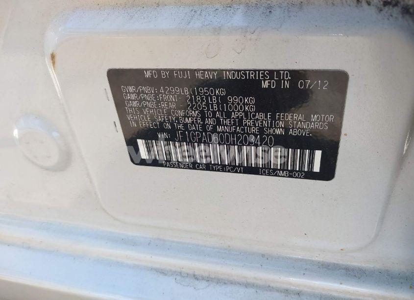 Photo 9 of 2013 Subaru Impreza 2.0I PREMIUM (VIN JF1GPAD60DH203420)