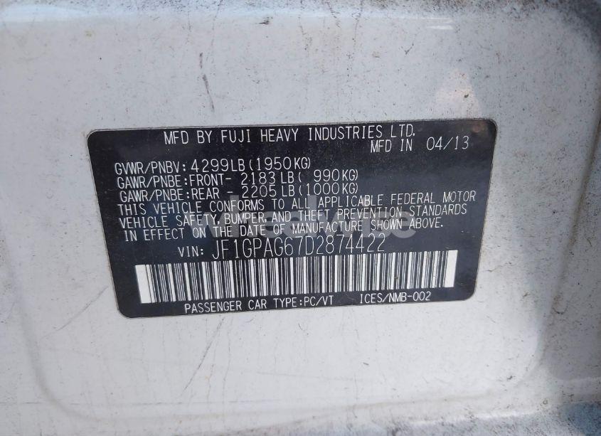 Photo 9 of 2013 Subaru Impreza 2.0I LIMITED (VIN JF1GPAG67D2874422)