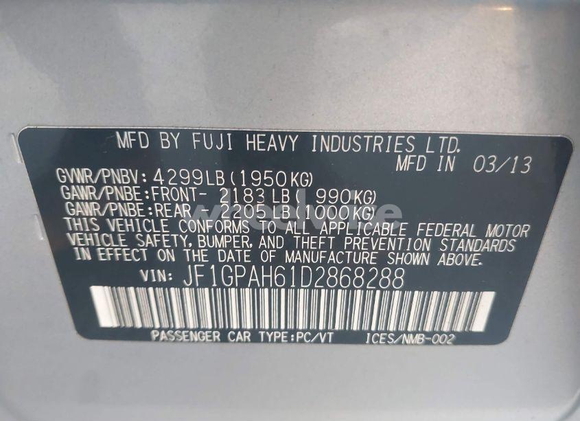 Photo 9 of 2013 Subaru Impreza 2.0I LIMITED (VIN JF1GPAH61D2868288)
