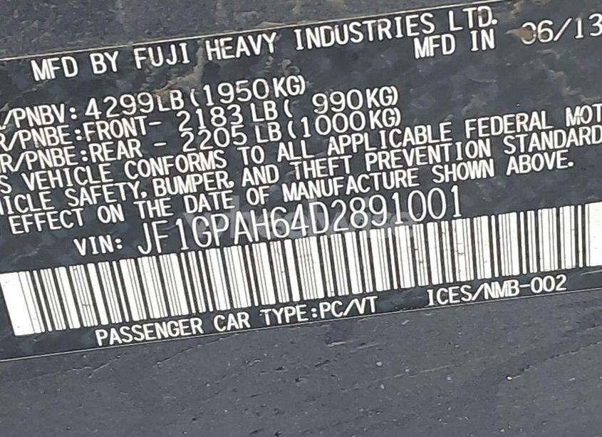 Photo 9 of 2013 Subaru Impreza 2.0I LIMITED (VIN JF1GPAH64D2891001)