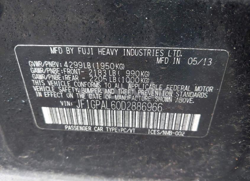 Photo 9 of 2013 Subaru Impreza 2.0I SPORT PREMIUM (VIN JF1GPAL60D2886966)