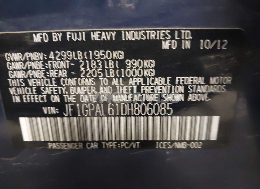 Photo 9 of 2013 Subaru Impreza 2.0I SPORT PREMIUM (VIN JF1GPAL61DH806085)