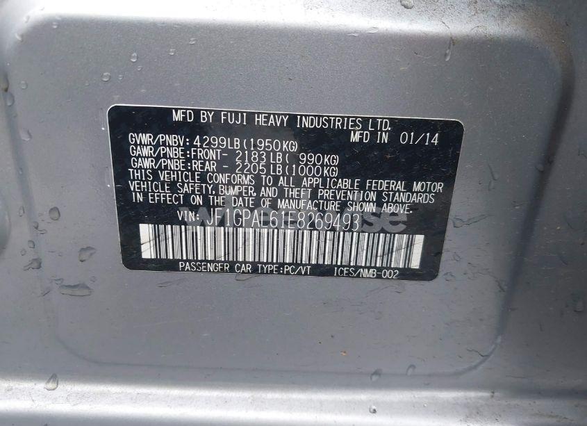 Photo 9 of 2014 Subaru Impreza 2.0I SPORT PREMIUM (VIN JF1GPAL61E8269493)