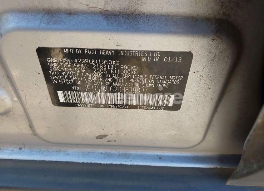 Photo 9 of 2013 Subaru Impreza 2.0I SPORT PREMIUM (VIN JF1GPAL62DH838897)